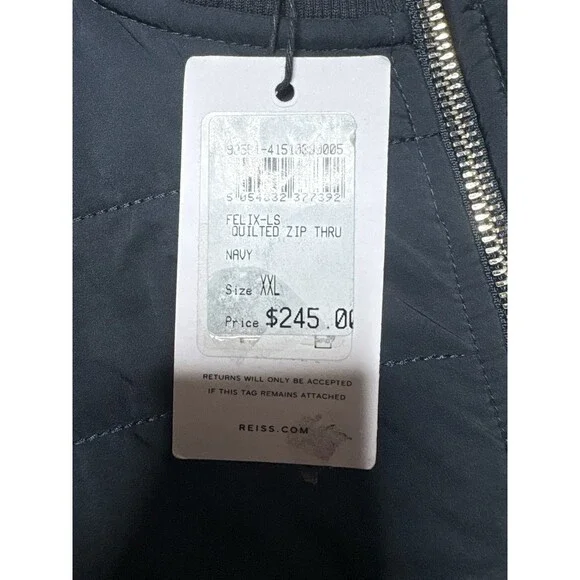 Reiss Hybrid Quilted Zip Through Jacket Coat Navy Felix Freddie Mens Size XXL